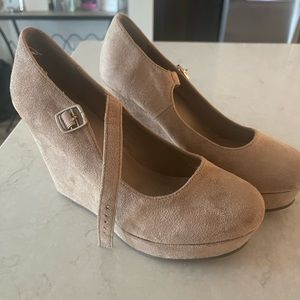 Suede Tan Platform Wedges